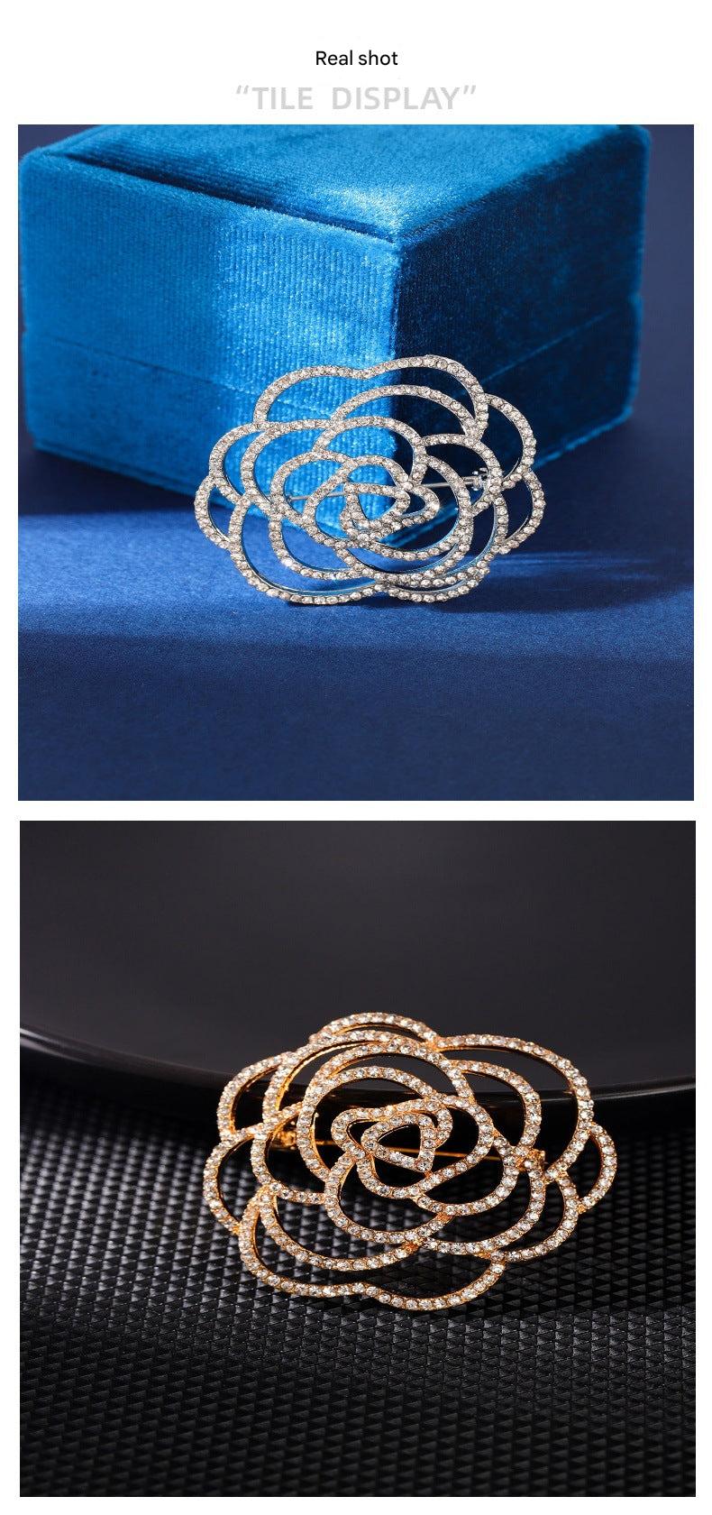 Charming flower brooch displayed on fabric