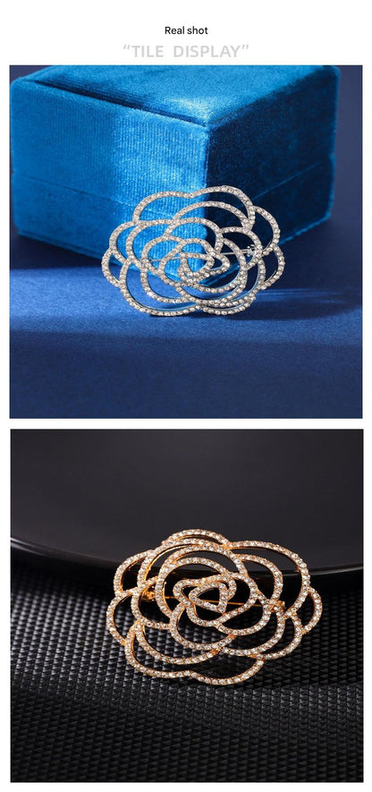 Charming flower brooch displayed on fabric