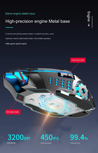 Dual Mode Wireless and Wired Gaming Mouse - Silent Operation with RGB Lighting, Adjustable DPI and Ergonomic Design