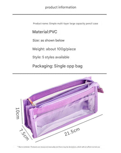 transparent mesh pencil case side view