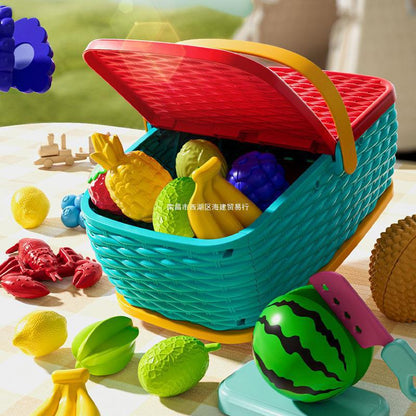 interactive picnic basket play food toy set for kids