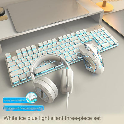 EWEADN GX710 Silent Mechanical Keyboard & Mouse Set - Wired Gaming & Office Combo with RGB Backlight