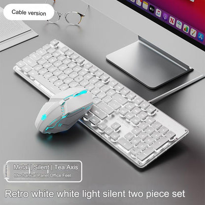 EWEADN GX710 Silent Mechanical Keyboard & Mouse Set - Wired Gaming & Office Combo with RGB Backlight