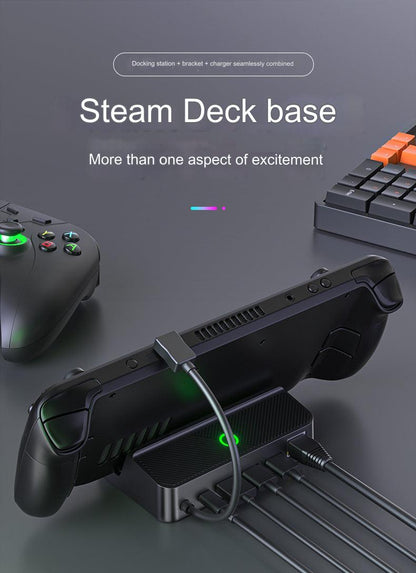 GameDeck Pro RGB Dock for Steam Deck - Anti-Slip Base with USB 3.0 Ports and 4K Output