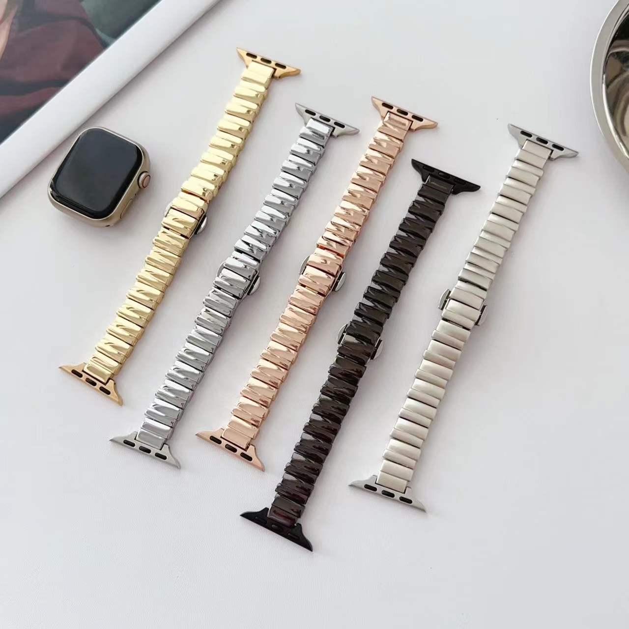 Stylish Irregular Metal Square Apple Watch Bands - Compatible with All Models