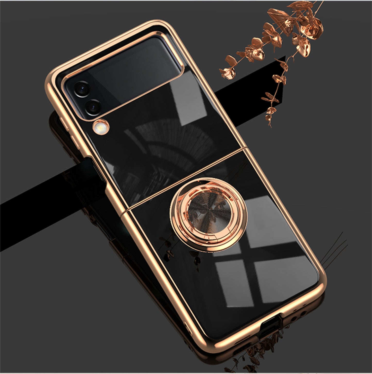 Samsung Galaxy Z Flip 6 Copper Plated Ring Stand Magnetic Phone Case - Shockproof & Fingerprint Resistant