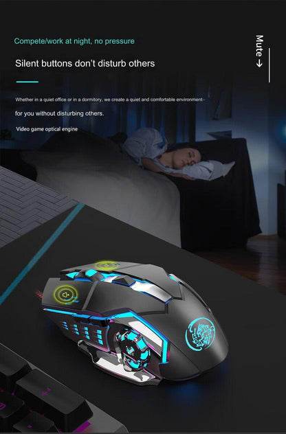 Dual Mode Wireless and Wired Gaming Mouse - Silent Operation with RGB Lighting, Adjustable DPI and Ergonomic Design