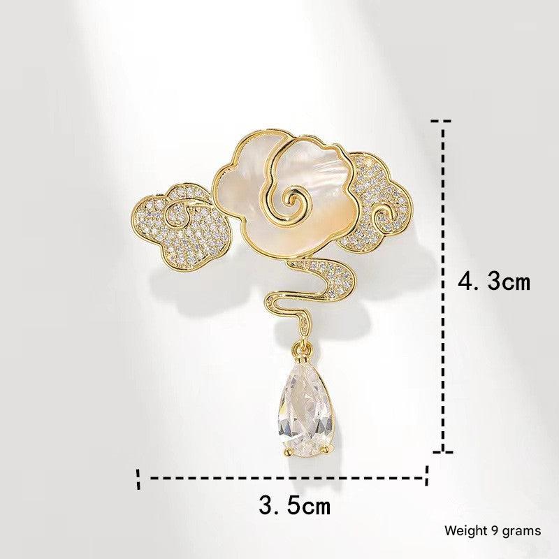 Chic Cloud Brooch with Crystals