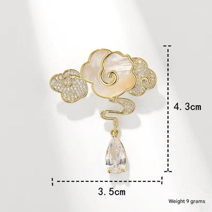 Chic Cloud Brooch with Crystals