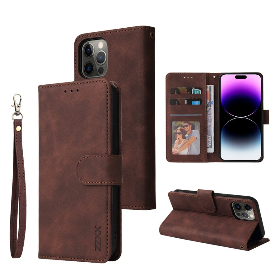 Premium Flip Wallet Case for iPhone 15/14/13/12/11 - Magnetic Closure & Stand Feature