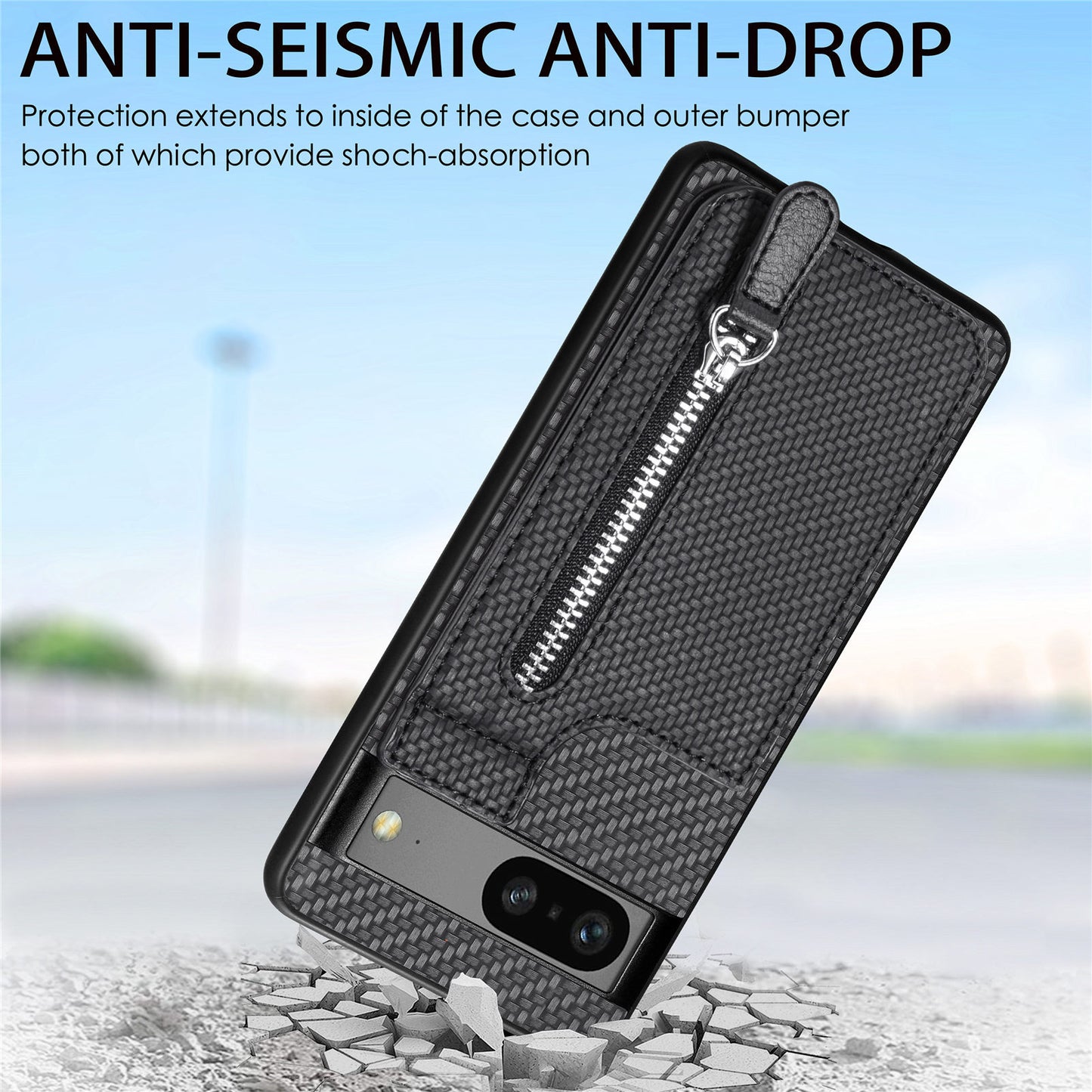 Carbon Fiber Wallet Phone Case with Stand for Google Pixel 8 & 7 Series - Versatile, Protective, and Stylish