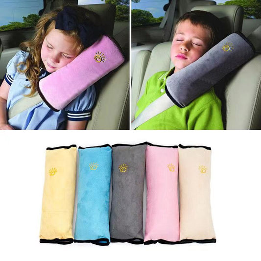 kids blue safety belt shoulder pad in car