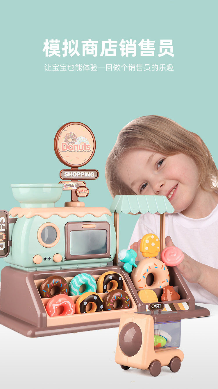 child engaging with educational cash register toy