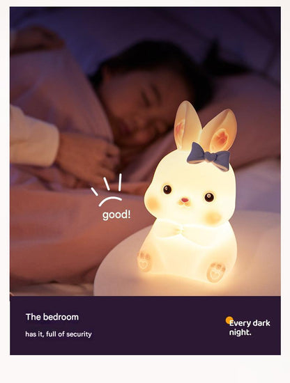 Bright colorful LED bunny lamp in action