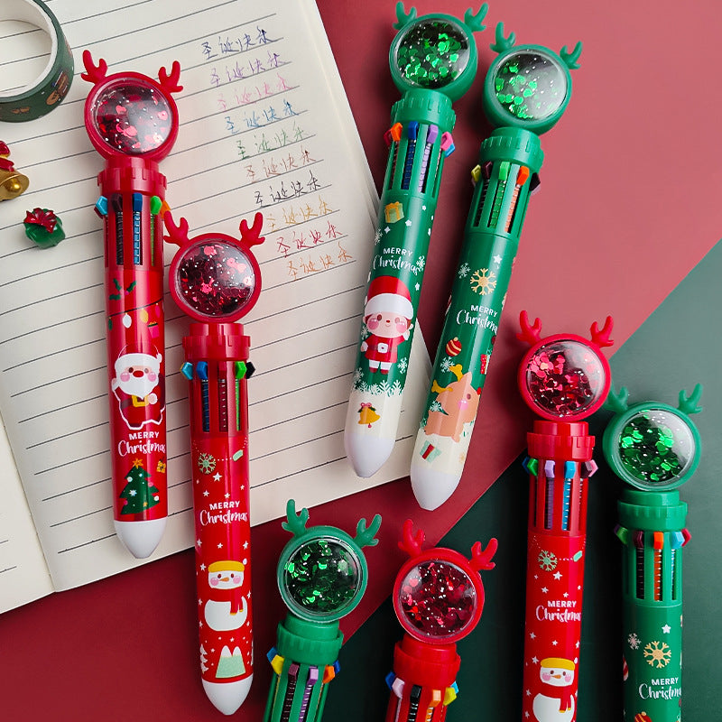 colorful Christmas themed retractable pens