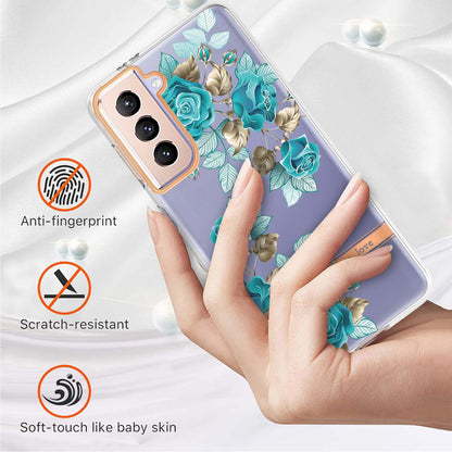 Stylish TPU + PC Protective Case for Samsung Galaxy S24 Series - Transparent Floral Design