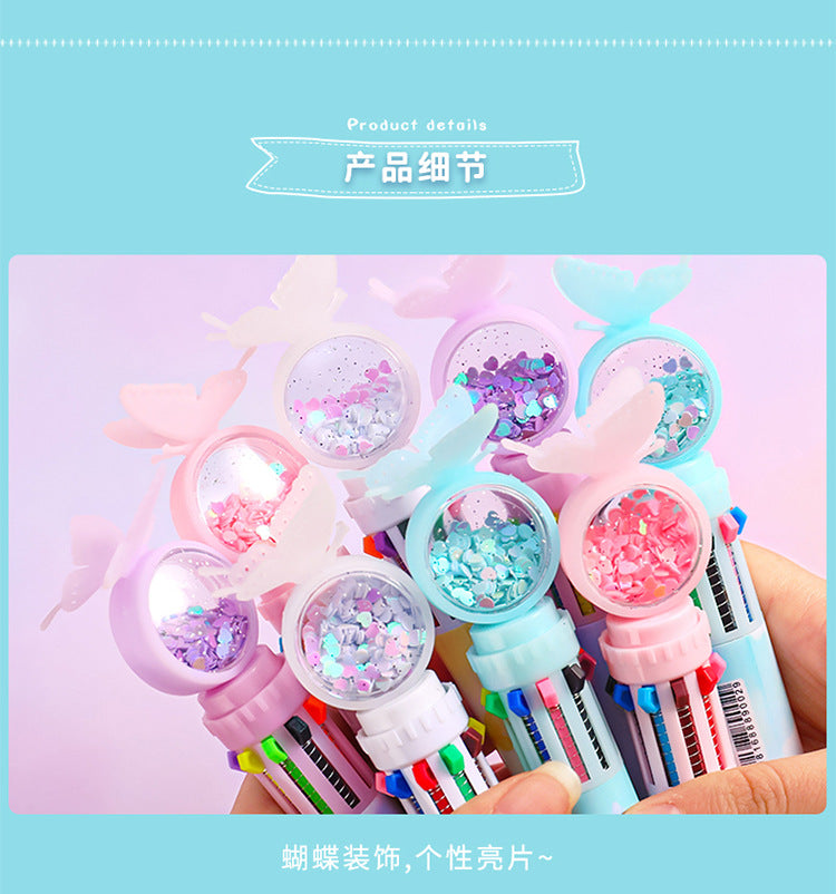 Multicolor ballpoint pen in pink color display image