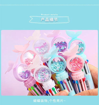 Multicolor ballpoint pen in pink color display image