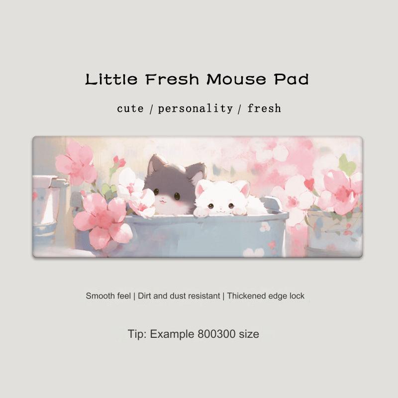 Cute Cat-Themed Non-Slip Gaming Mouse Pad - Large Desk Mat for Office and Home Use