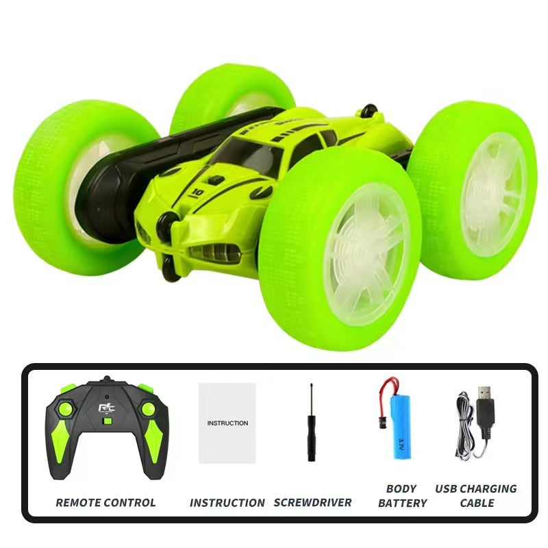 Stunt Remote Control Car - Dual-Sided Flipping RC Vehicle with Colorful LED Lights for Kids