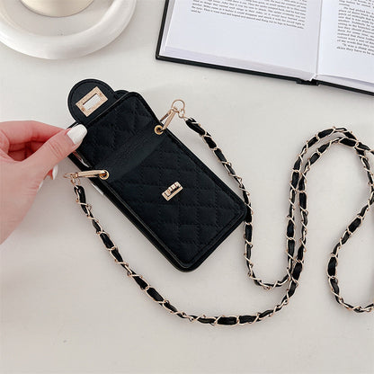 Luxurious Lock Closure Wallet Case for iPhone 15 Series - Versatile Crossbody Design with Chain Strap