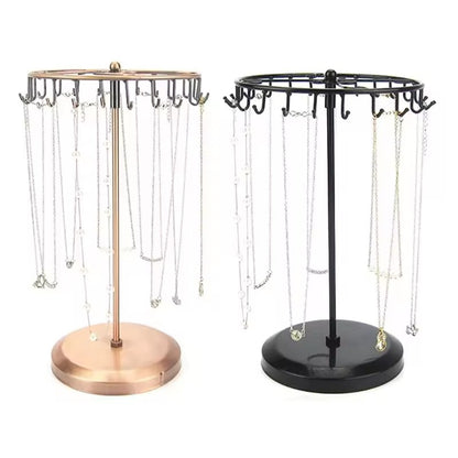 elegant black metal jewelry stand front view