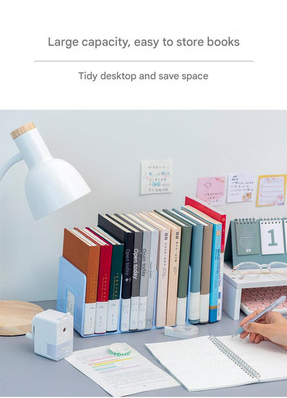 angled view multi-compartment book stand