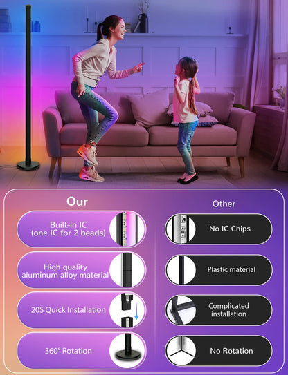 Modern RGB corner floor lamp with remote control