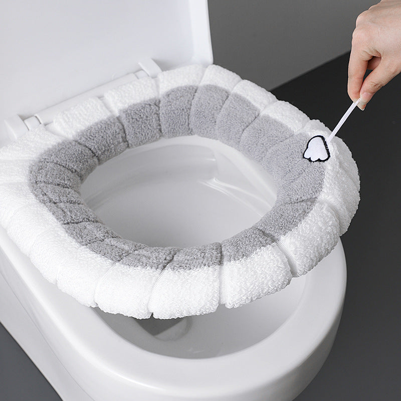 plush blue toilet seat cover with handle