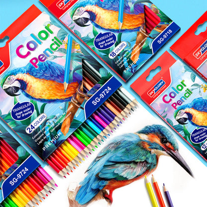 Vibrant 12-Color Oil-Based Colored Pencil Set - Perfect for Kids' Art Projects!