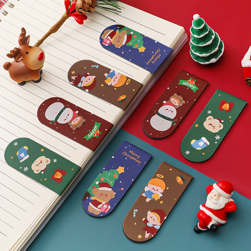 Cartoon Christmas magnetic bookmark with girl theme