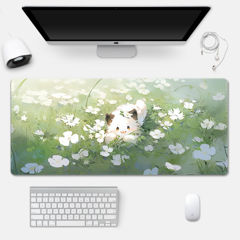 Cute Cat-Themed Non-Slip Gaming Mouse Pad - Large Desk Mat for Office and Home Use