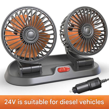 Dual head car fan in vehicle