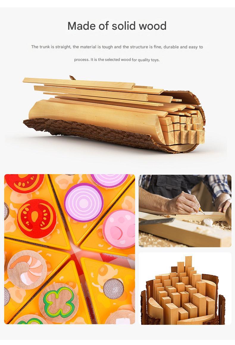 Eco-friendly wooden pizza and toppings toy