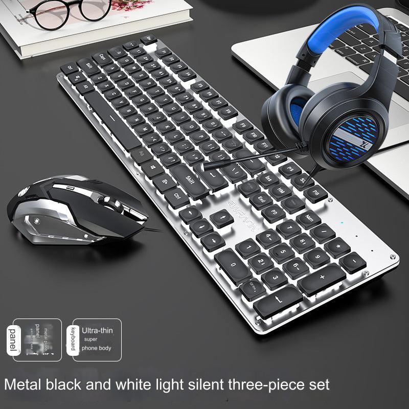 EWEADN GX710 Silent Mechanical Keyboard & Mouse Set - Wired Gaming & Office Combo with RGB Backlight