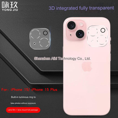 Premium Tempered Glass Lens Protector for iPhone 15/14/13/12/11 - Full Coverage 3D with Glow Ring