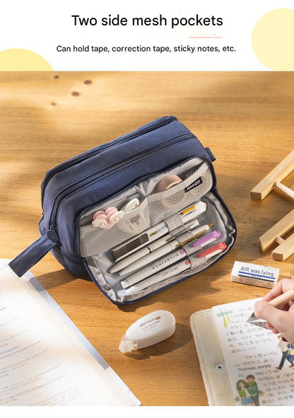 durable black pencil holder dual zippers