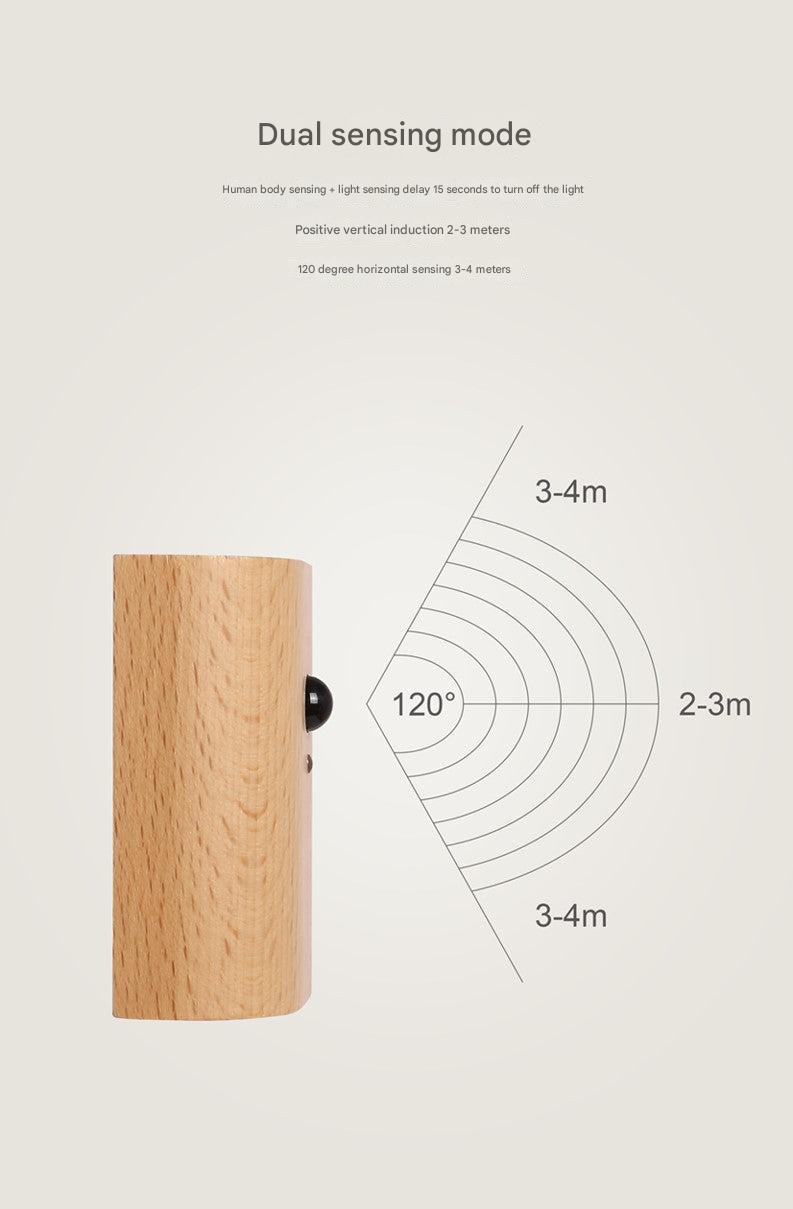 wood design USB LED night light in dark room