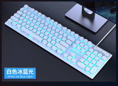 EWEADN GX330 Retro Punk Mechanical Gaming Keyboard & RGB Mouse Set - USB Wired, Ergonomic Design, 1600 DPI