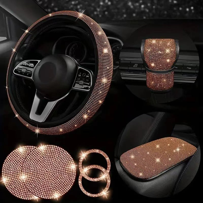 Glamorous rhinestone cover set for car accessories