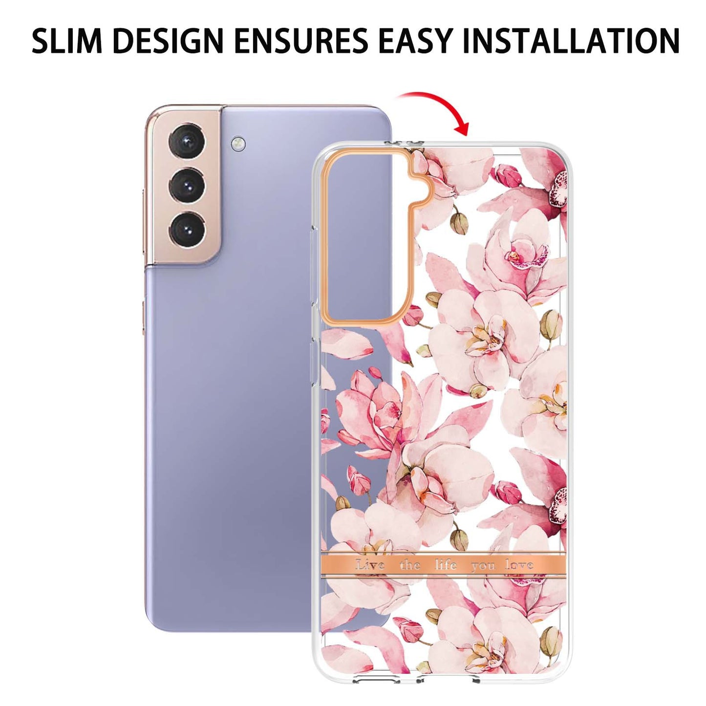 Stylish TPU + PC Protective Case for Samsung Galaxy S24 Series - Transparent Floral Design