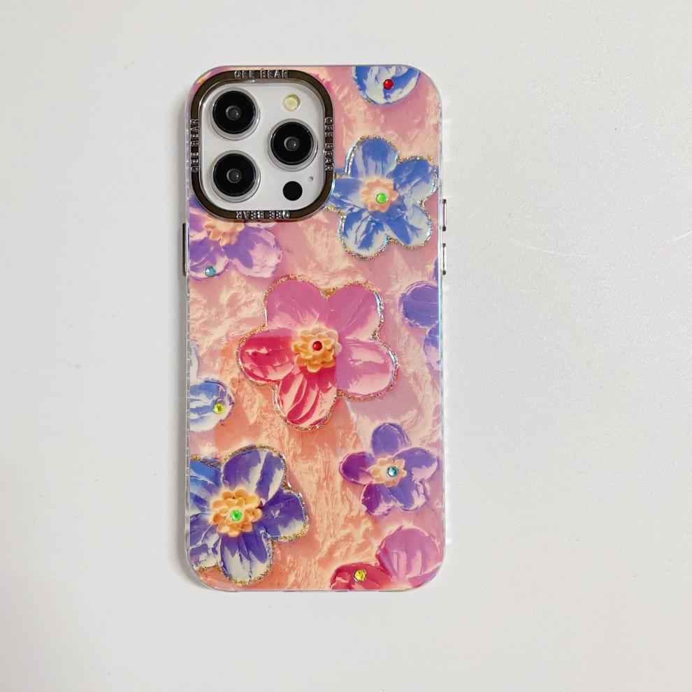 Vibrant 3D Resin Gem Rainbow Flower iPhone Case & Bracelet for iPhone 15/14/13 Series