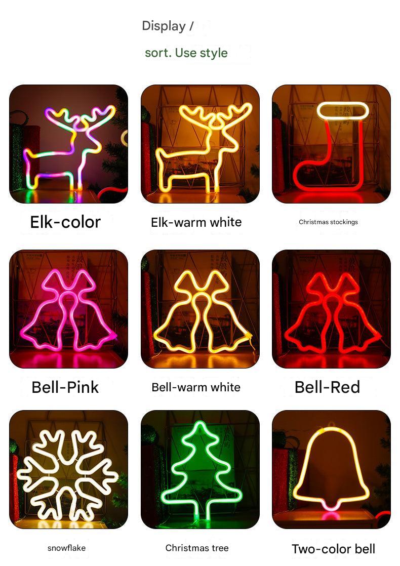 bright LED neon bell light holiday decor