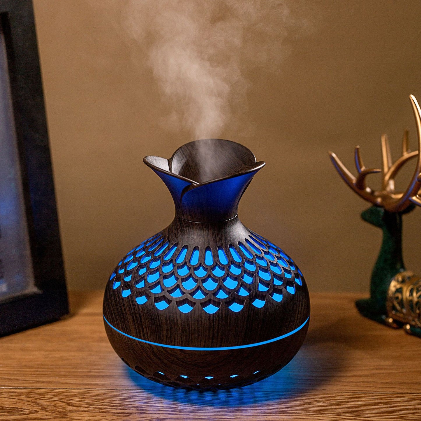 image 2: humidifier operating with visible mist