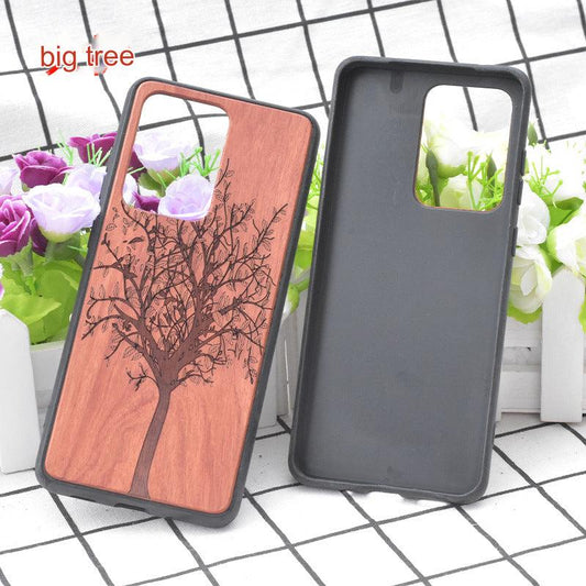 Premium Floral Wood Phone Case for iPhone & Samsung - Stylish Protection with Custom Options