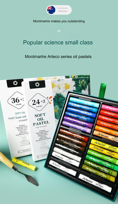 Montmartre 24-Color Ultra Soft Oil Pastels for Kids - Vibrant, Easy to Blend Art Crayons