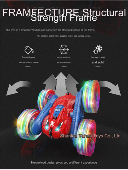 Stunt Remote Control Car - Dual-Sided Flipping RC Vehicle with Colorful LED Lights for Kids