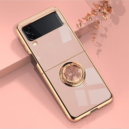 Samsung Galaxy Z Flip 6 Copper Plated Ring Stand Magnetic Phone Case - Shockproof & Fingerprint Resistant