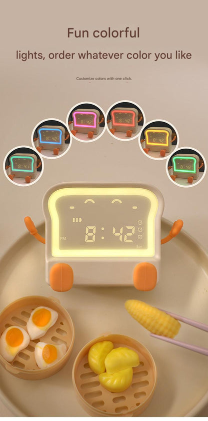 cartoon-styled coffee color alarm clock full display