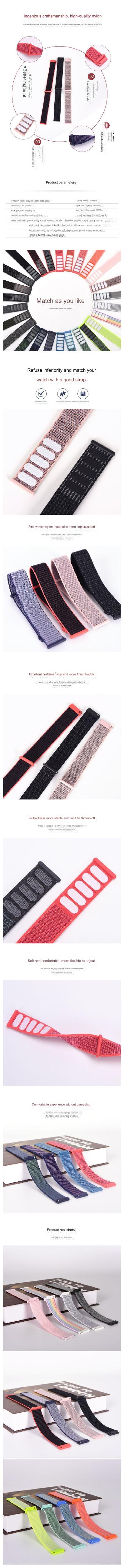 High-Quality 20/22mm Nylon Sport Watch Bands for Huawei GT4 & Samsung Galaxy Watch | Hook and Loop Design